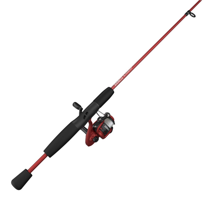 Zebco Slingshot Spinning Reel and Fishing Rod Combo, 6-Foot 2-Piece Fishing Pole, Size 20 Reel, Changeable Right- or Left-Hand Retrieve, Pre-Spooled with 8-Pound Zebco Cajun Line, Red - Image 1